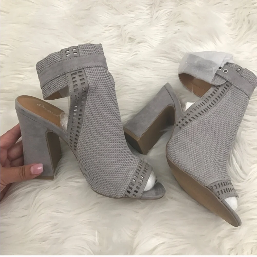 Grey Peep Toe Booties